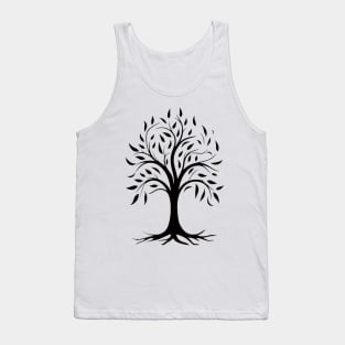 Black Deciduous Tree Silhouette Tee Tank Top